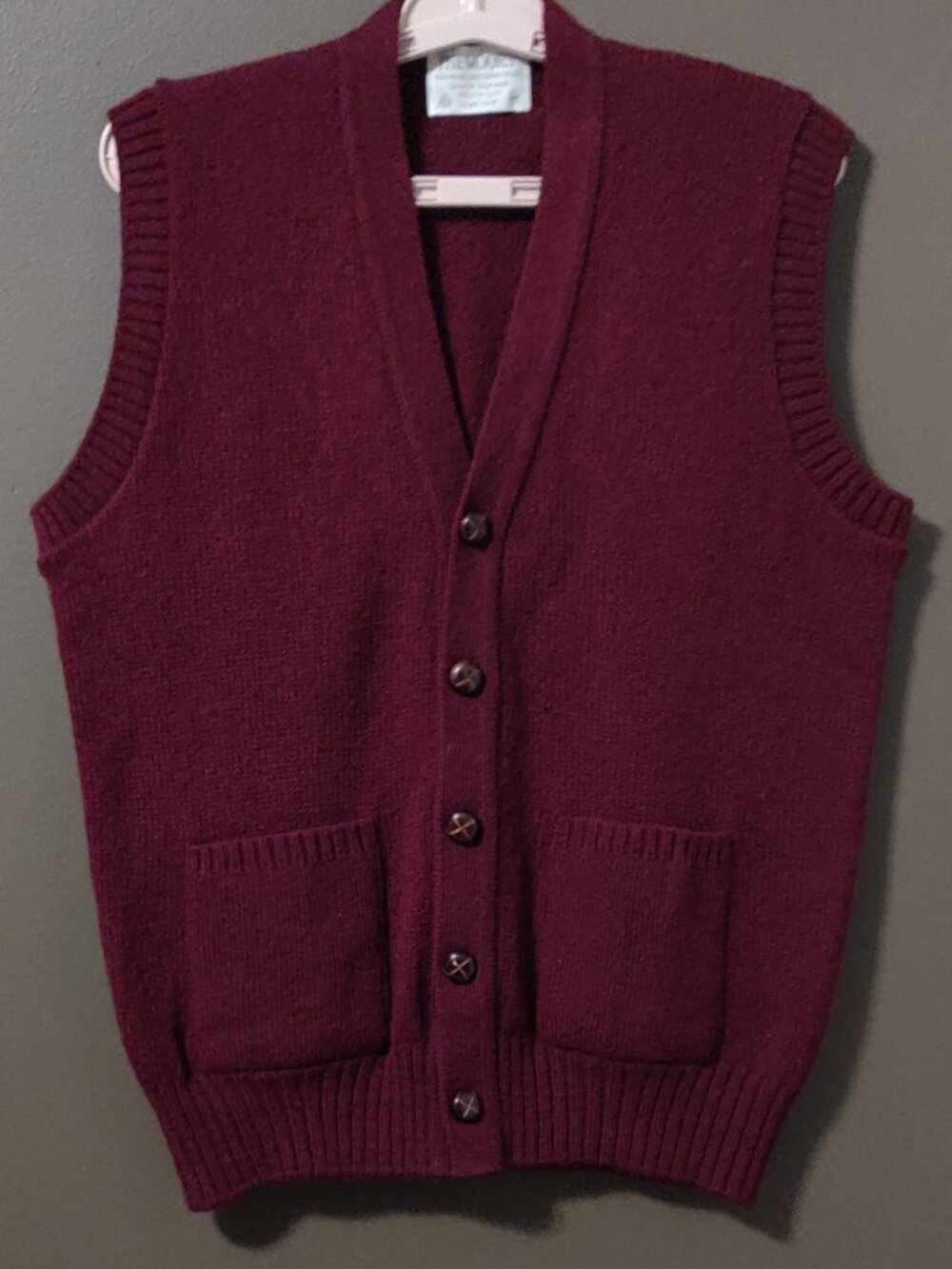 The Moors Lord Jeff Vintage Shetland Wool Sweater Vest Basketweave Buttons MED